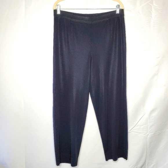 Exclusively Misook Knit Ankle Pant Size L Hi-Rise Black Stretch Casual Pull-on